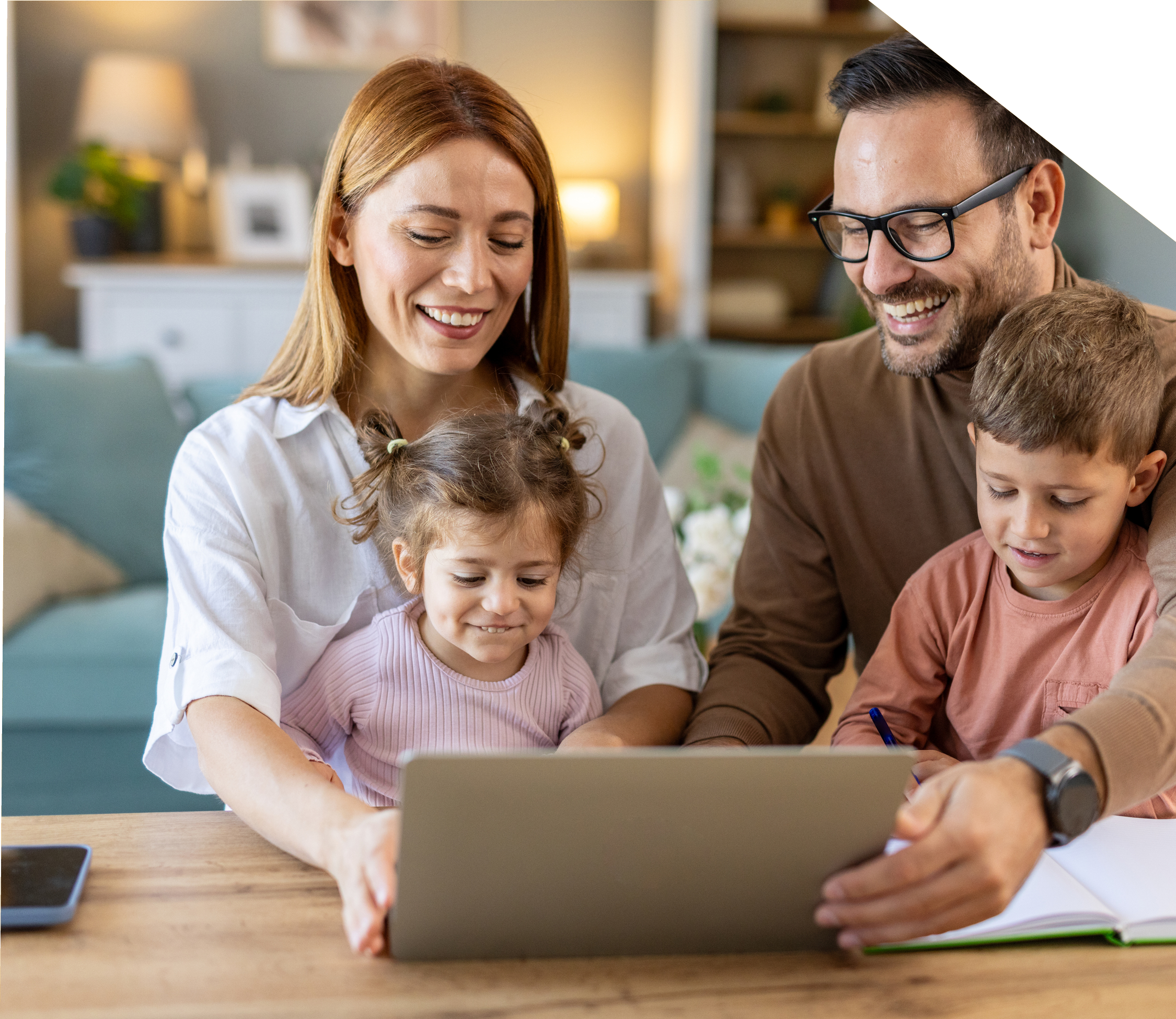 Family looking at home listings together